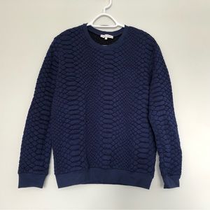 Sandro 3D snakeskin texture rich blue top, size 2